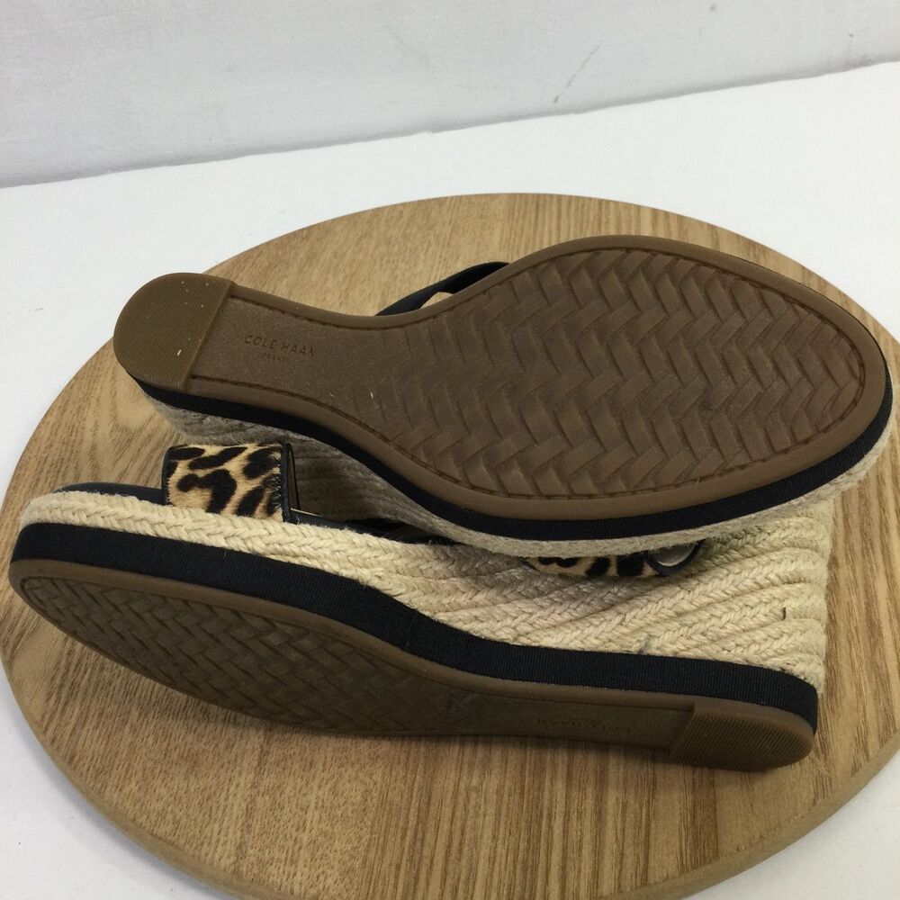 Cole Haan Women's Wedge Espadrille Sandals in Black Leopard Print Size 6B - Picture 9 of 10